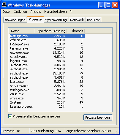 Beispiel einer XP Sitzung