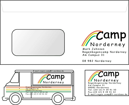 Der Werbeblock zum Logo "Camp Norderney".