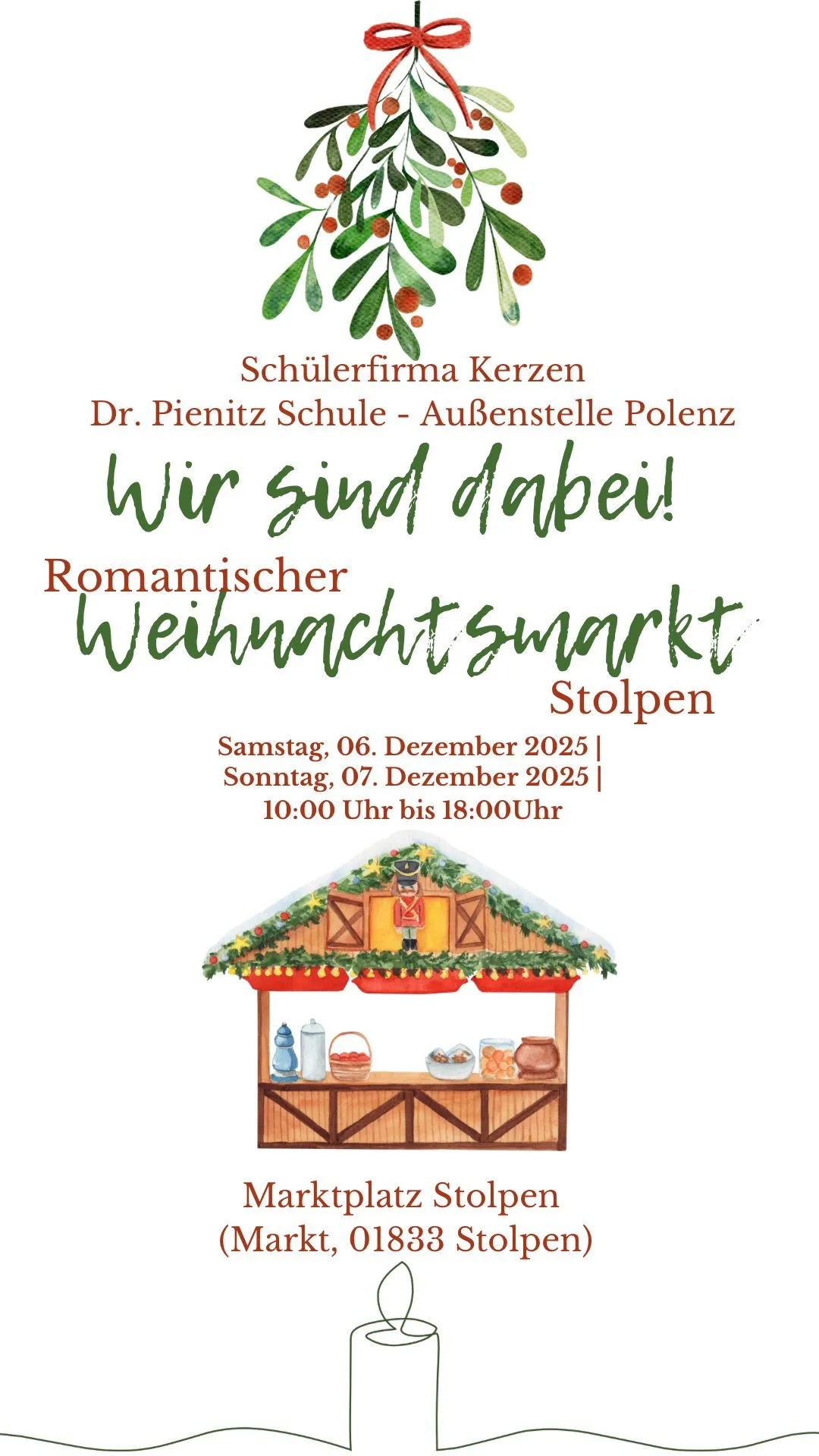 Die Schülerfirma Kerzen beim Weihnachtsmarkt in Stolpen
