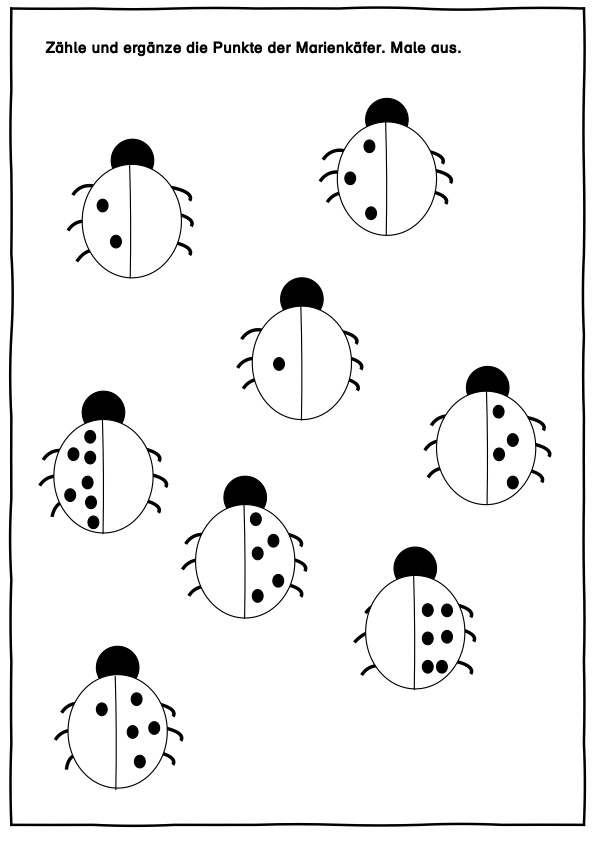 Mengen zählen, zeichnen, ausmalen