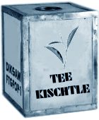 Teekiste mit Schablonenschrift